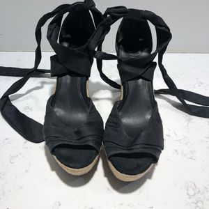 UGG Black Lucianna Platform Ribbon Espadrille